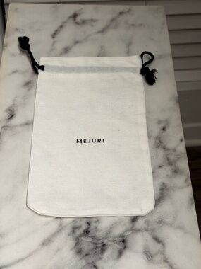 Mejuri Authentic White Dustbag 10"x 6" Black Drawstring Logo Storage Pouch NWOT